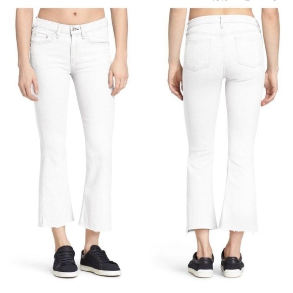NWT Rag & Bone Crop Flare Jeans Sz 24 in White - Picture 1 of 13